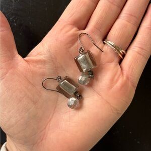 Elegant Silver and Brown Earrings